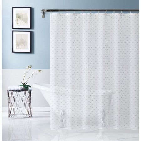 GFANCY FIXTURES 72 x 70 x 1 in. Silver Puff Sprinkles Shower Curtain GF2627940